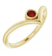 14K Yellow Mozambique Garnet Solitaire Bezel-Set V Ring - 71994616P