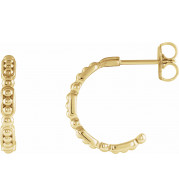 14K Yellow Beaded Hoop Earrings - 86684606P