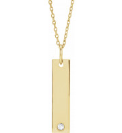 14K Yellow .03 CT Diamond Bar 16-18 Necklace - 86597617P