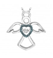 Gems One Silver (SLV 995) Diamond Rhythm Of Love Neckwear Pendant  - 1/10 ctw - ROL1060-SSBL