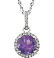 14K White Amethyst & 1/10 CTW Diamond 18 Necklace - 65130170002P