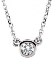 14K White 1/10 CT Diamond Solitaire 18 Necklace - 6113460001P