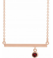 14K Rose Mozambique Garnet Bezel-Set 18 Bar Necklace - 869056087P