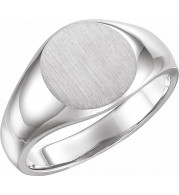 14K White 13 mm Round Signet Ring - 91298589P