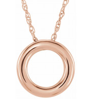 14K Rose 13 mm Circle 18 Necklace - 863221024P
