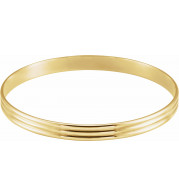 14K Yellow 6 mm Grooved Bangle Bracelet - BRC81102933P