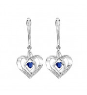 Gems One Silver Diamond (1/50 Ctw) & Created Sapphire (1/4 Ctw) Earring - ROL2165S