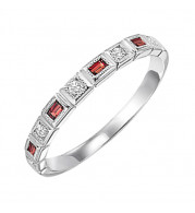 Gems One 14Kt White Gold Diamond (1/10Ctw) & Garnet (1/6 Ctw) Ring - FR1225-4WD