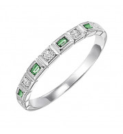 Gems One 10Kt White Gold Diamond (1/10Ctw) & Emerald (1/8 Ctw) Ring - FR1040-1WD