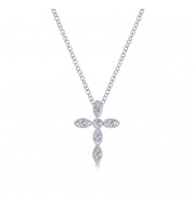 Gabriel & Co. 14k White Gold Faith Diamond Religious Cross Necklace - NK2210W45JJ