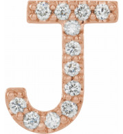 14K Rose .05 CTW Diamond Single Initial J Earring - 867976047P