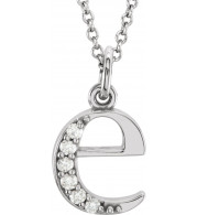14K White .03 CTW Diamond Lowercase Initial e 16 Necklace - 8580360012P