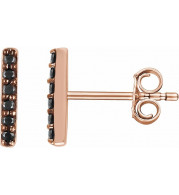 14K Rose 1/10 CTW Black Diamond Bar Earrings - 65175760017P