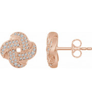 14K Rose 1/3 CTW Diamond Knot Earrings - 65285860003P