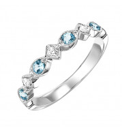 Gems One 10Kt White Gold Diamond (1/20Ctw) & Aquamarine (1/6 Ctw) Ring - FR1264-1WD