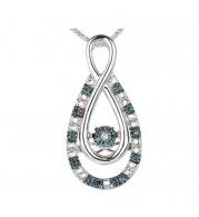 Gems One Silver (SLV 995) Diamond Rhythm Of Love Neckwear Pendant  - 1/10 ctw - ROL1030-SSDBK