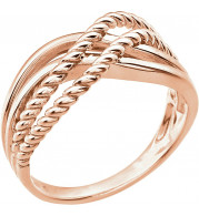 14K Rose Crossover Rope Design Ring - 861521002P