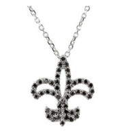 14K White 1/4 CTW Black Diamond Fleur-de-Lis 16 Necklace - 6775584714P