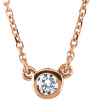 14K Rose 1/10 CT Diamond Solitaire 18 Necklace - 6113460003P
