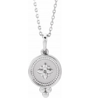 14K White Beaded Disc 16-18 Necklace - 86653600P