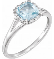 14K White Sky Blue Topaz & .05 CTW Diamond Ring - 65195260012P