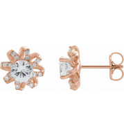 14K Rose Sapphire & 1/6 CTW Diamond Halo-Style Earrings - 87092652P