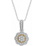14K White & Yellow 1/6 CTW Diamond Halo-Style 16-18 Necklace - 65265760000P