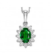 Gems One 14Kt White Gold Diamond (1/5Ctw) & Emerald (3/8 Ctw) Pendant - FP4062-4WCE