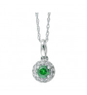Gems One 10Kt White Gold Diamond (1/12Ctw) & Emerald (1/5 Ctw) Pendant - PD35151-1WDE