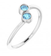 14K White Aquamarine Two-Stone Ring - 7188660006P