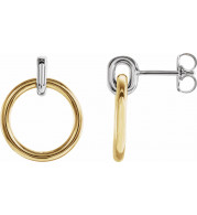 14K White & Yellow Circle Dangle Earrings - 87056603P