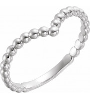 14K White Beaded V Ring - 51730101P