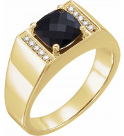 14K Yellow Onyx & 1/10 CTW Diamond Ring - 9838601P