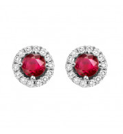 Gems One 14Kt White Gold Diamond (1/8Ctw) & Ruby (3/8 Ctw) Earring - NE331-4WCR