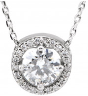 14K White 1/2 CTW Diamond Halo-Style 16 Necklace - 85916107P