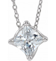 14K White 1/2 CT Diamond Solitaire 16-18 Necklace - 869926020P