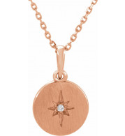 14K Rose .01 CT Diamond Starburst 16-18 Necklace - 86425602P