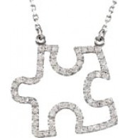 14K White 1/4 CTW Diamond Puzzle Piece 16.25 Necklace - 6806384803P