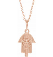 14K Rose Hamsa 16-18 Necklace - 86819602P