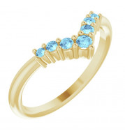 14K Yellow Aquamarine Graduated V Ring - 720776016P