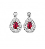 Gems One 14Kt White Gold Diamond (1/6Ctw) & Ruby (1/4 Ctw) Earring - FE4015-4WCR