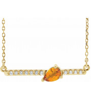 14K Yellow Citrine & 1/10 CTW Diamond 18 Necklace - 86812751P
