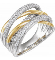 14K White & Yellow 1/2 CTW Diamond Criss-Cross Ring - 65232460001P