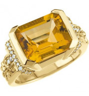 14K Yellow Citrine & 1/5 CTW Diamond Ring - 6719871381P