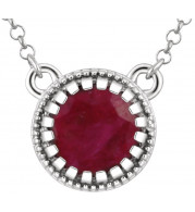 14K White Ruby July 18 Birthstone Necklace - 651611114P