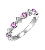 Gems One 10Kt White Gold Diamond (1/20Ctw) & Pink Sapphire (1/6 Ctw) Ring - FR1037-1WD