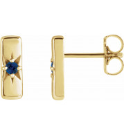 14K Yellow Blue Sapphire Starburst Bar Earrings - 87144606P