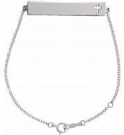14K White Pierced Cross Bar 6 1/2-7 1/2 Bracelet - BRC7671000P