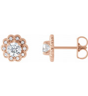 14K Rose 5/8 CTW Diamond Halo-Style Earrings - 86663607P