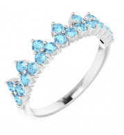 14K White Aquamarine Crown Ring - 71972600P